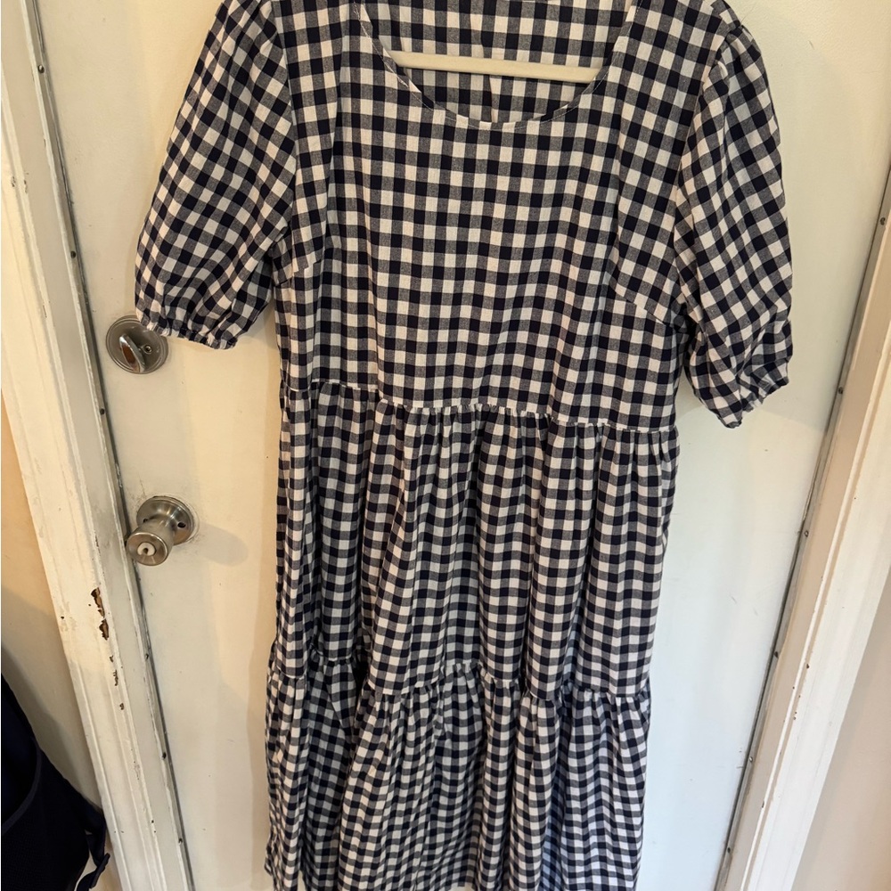 Classic Navy Checkered Kids Dress